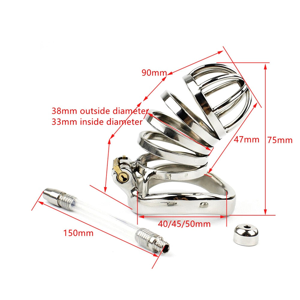 Big Metal Cock Cage Male Chastity Device BDSM