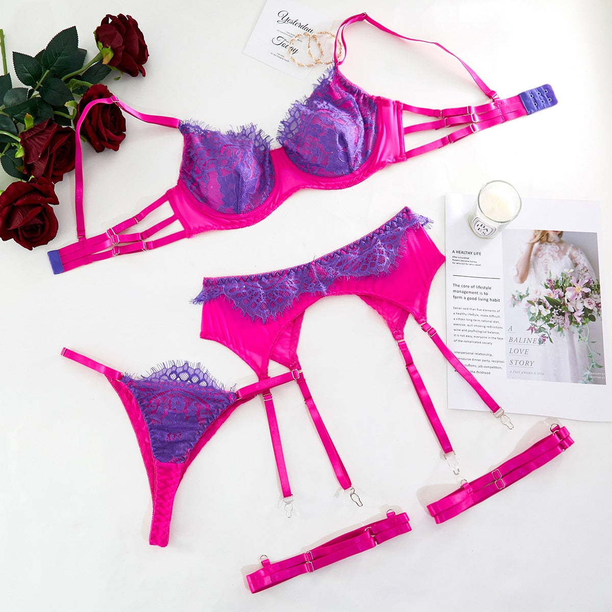 ‘Ferne’ Lace 3 piece lingerie set